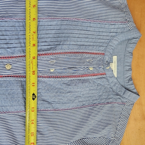 SPRINGFIELD blue striped button down women's shirt with standing collar- S (36) - Picture 6 of 9